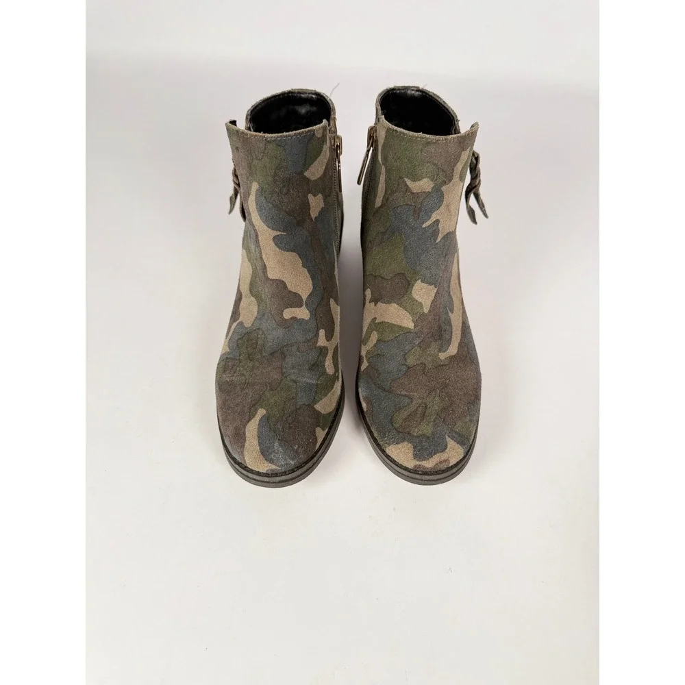 Blondo Waterproof Camo Suede Ankle Boots Green‎ Brown B5859 7.5M